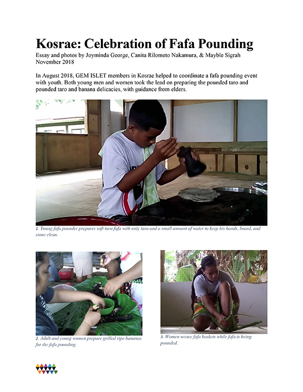 Activity report from Kosrae