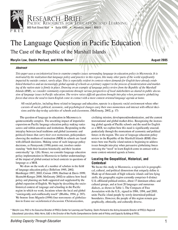 The Language Question in Pacific Education