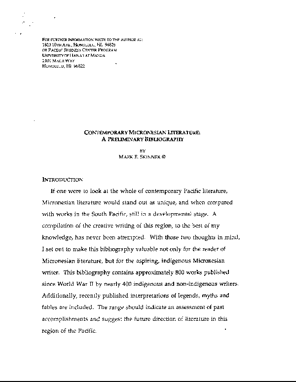 Contemporary Micronesian Literature